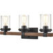 Taos 3 Light 23 inch Matte Black/Wood Grain Vanity Light Wall Light
